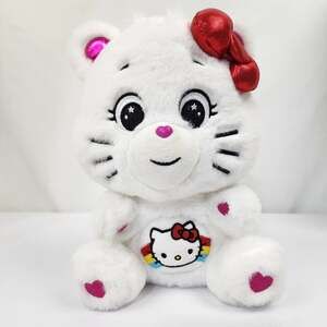 Hello Kitty x Care Bears Cheer Bear Plush 9" – Rainbow Heart – Sanrio Crossover